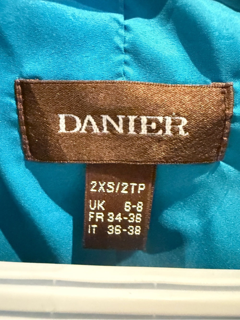Danier Genuine Leather Teal Blue White Colourblock Moto Jacket 2XS Y2K - Picture 6 of 10